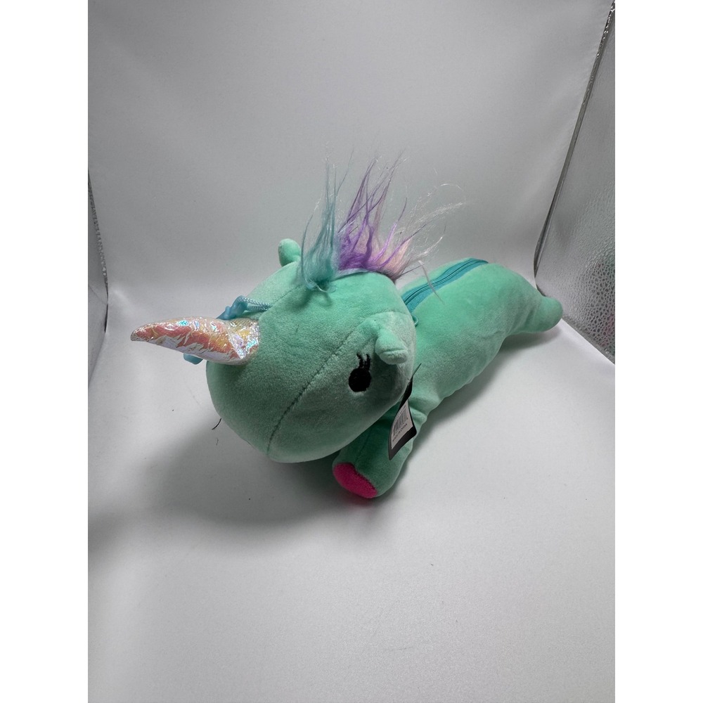 Minky Accessories Plush Unicorn Pencil Case Mint Green Zipper Pouch BA1156 NWT